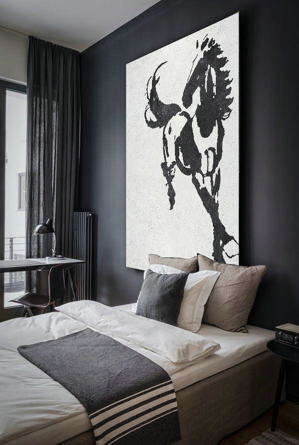 Xl Large Canvas Art,Black And White Minimal Painting On Canvas - Modern Paintings On Canvas